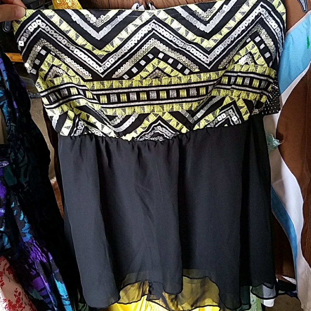 Strapless aztec print tank top